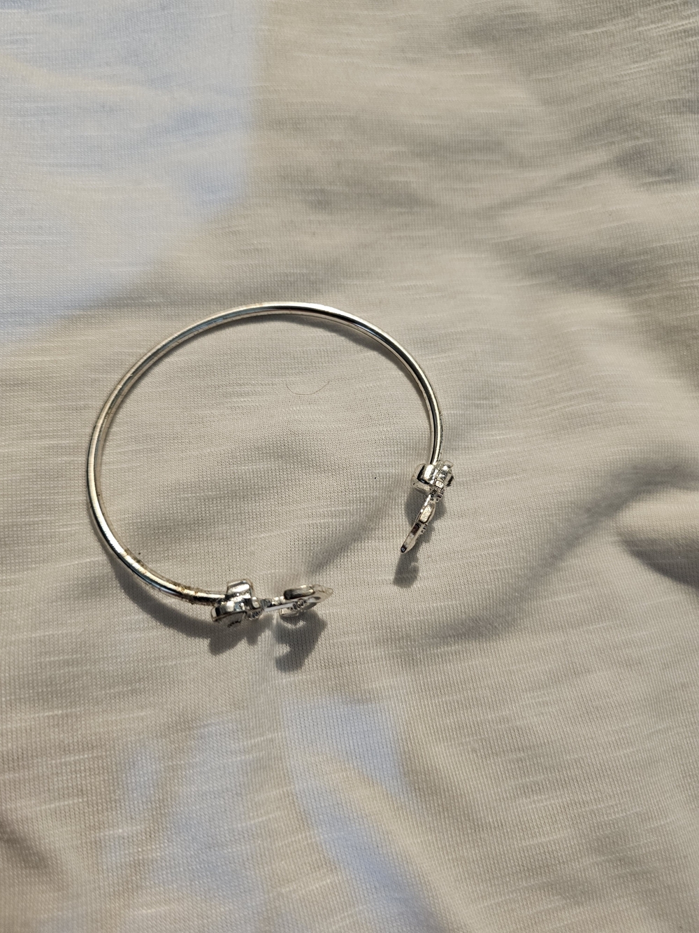 Polished Open Cuff Bracelet with Knot Ends - Silver
